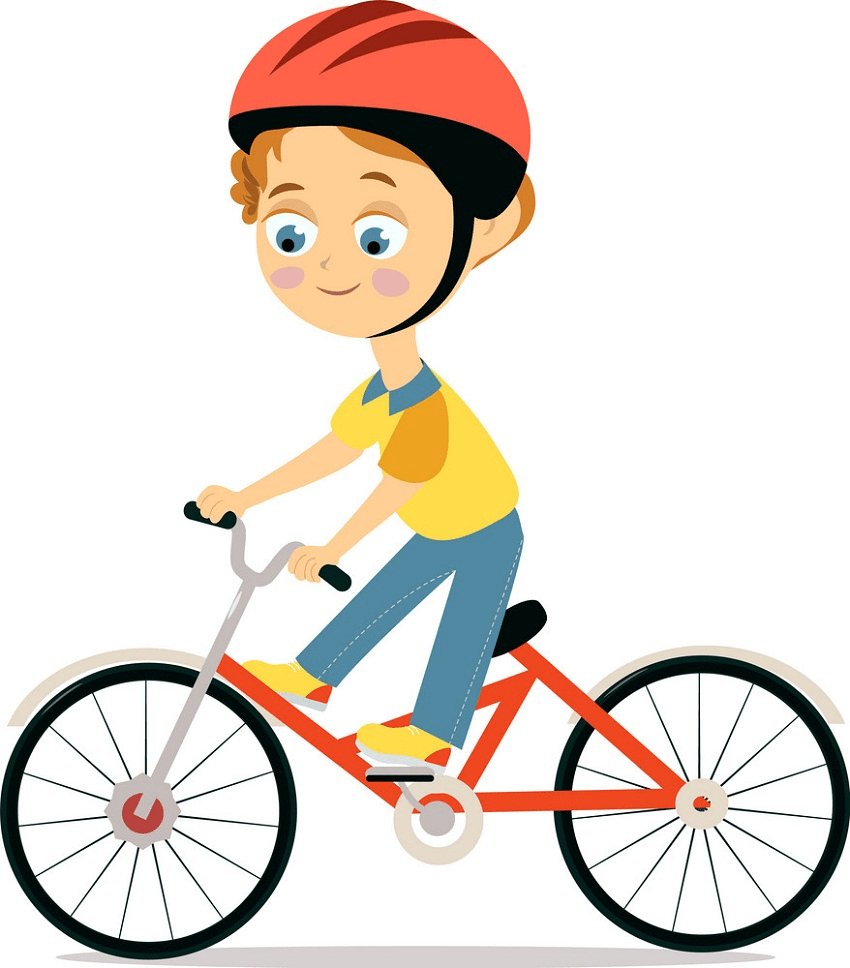 little boy in helmet riding bicycle png