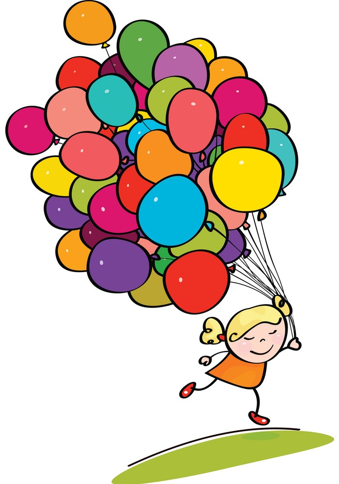 little girl with colorful balloons