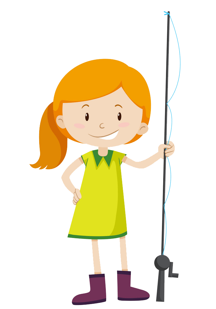 little girl with fishing pole png transparent