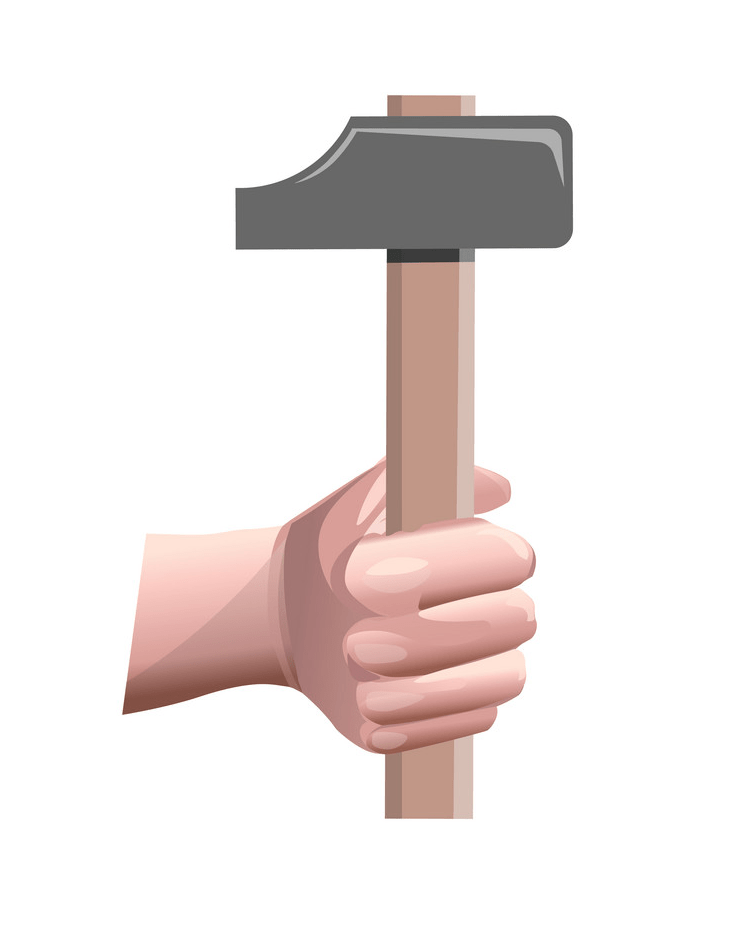 male hand holding a hammer png