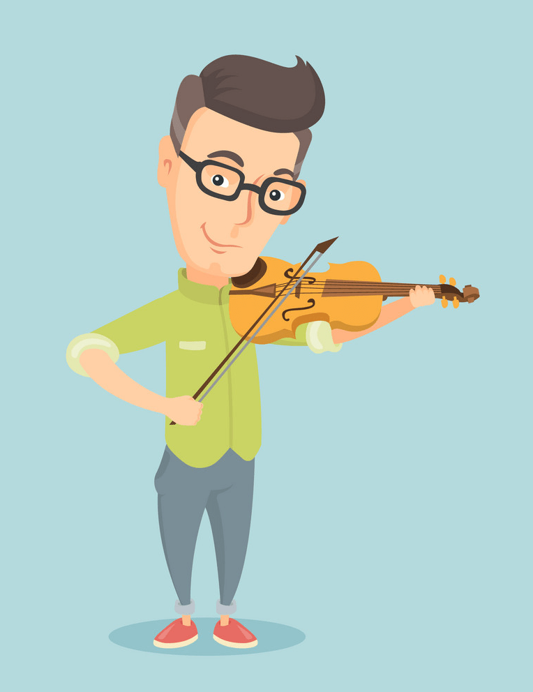man playing violin on blue background png