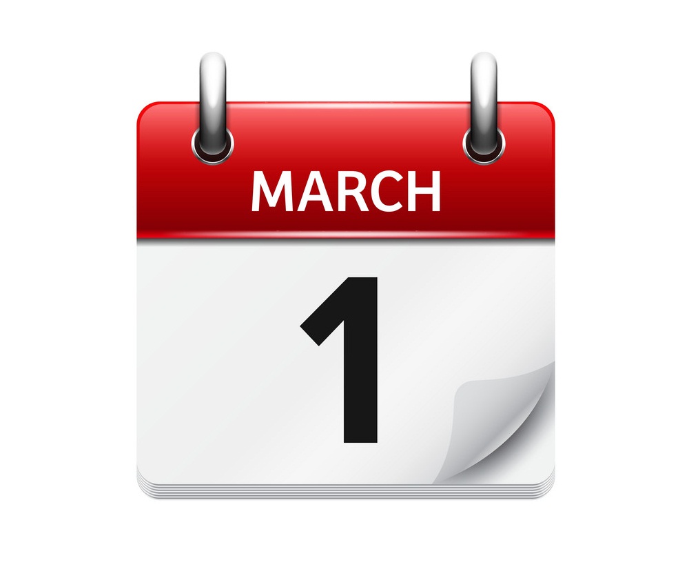 march 1 flat daily calendar