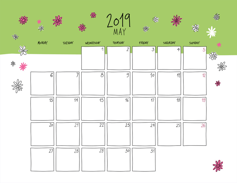 may 2019 wall calendar doodle style png