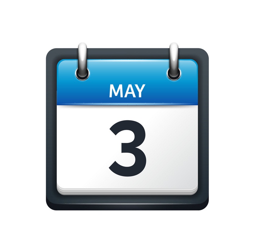 may 3 calendar icon flat
