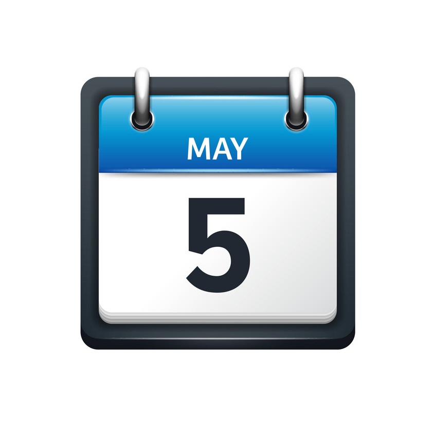 may 5 calendar icon flat