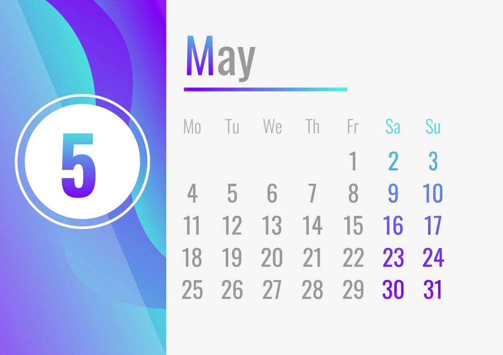may month calendar 2020 concept banner png