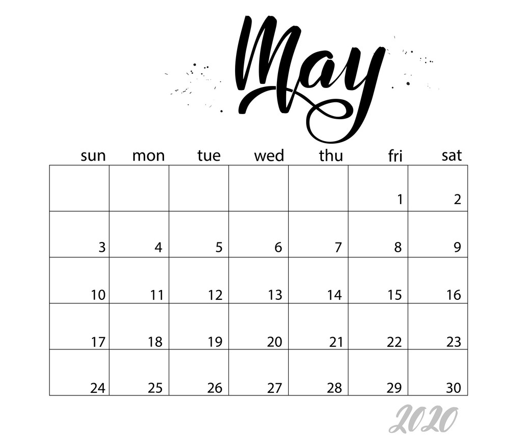 may monthly calendar for 2020 year png