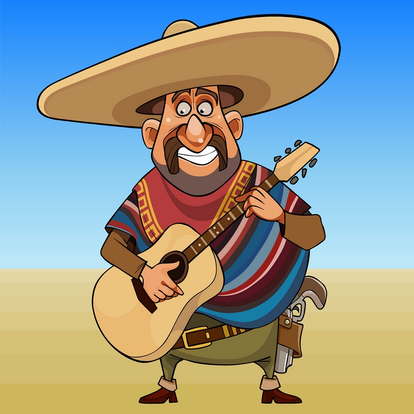 mexican with sombrero and guitar