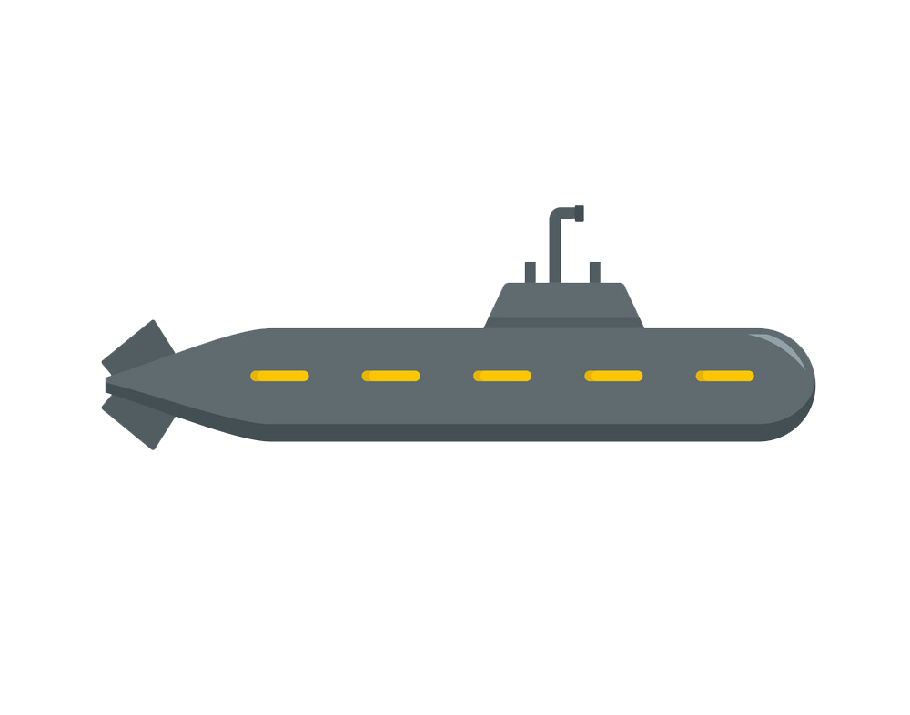military submarine icon flat style png transparent