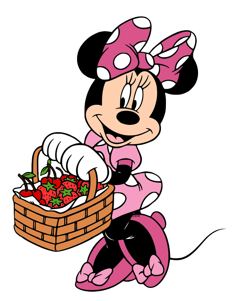minnie mouse with strawberries basket png transparent