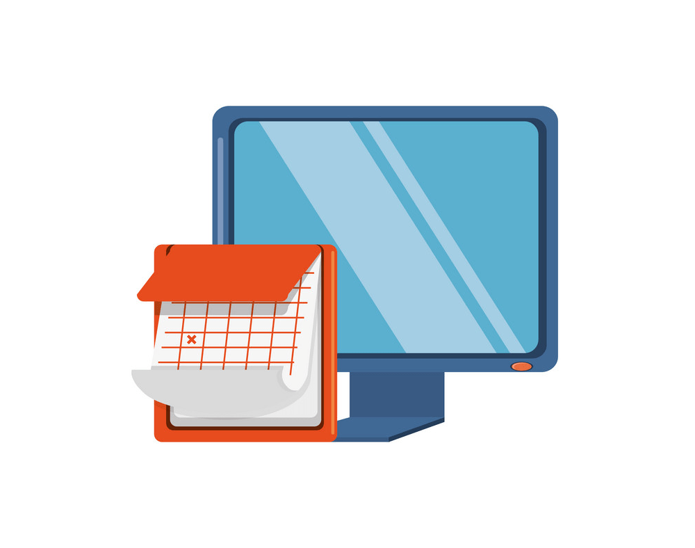monitor computer with calendar reminder png