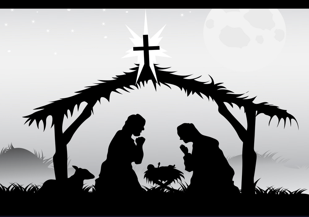 nativity scene in black png