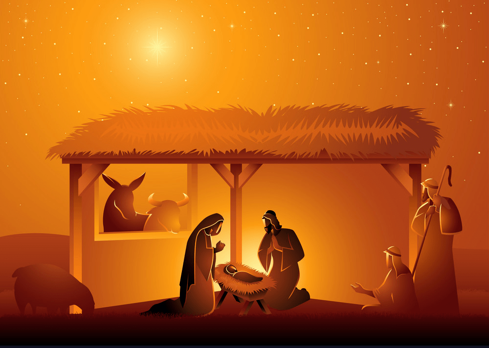 nativity scene the holy family in stable png
