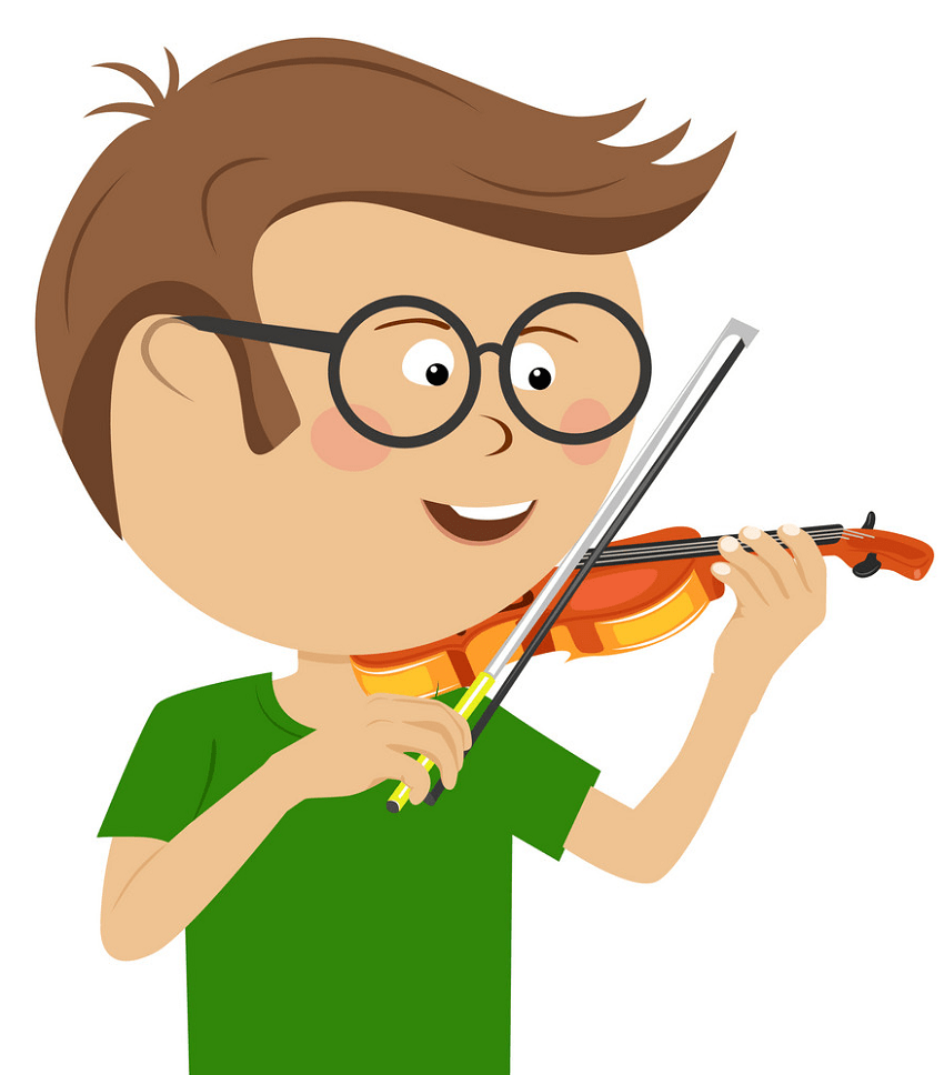 nerd boy playing violin png