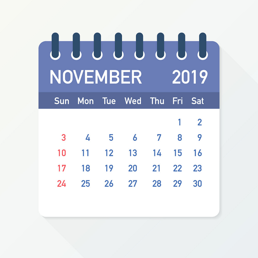 november 2019 calendar leaf png