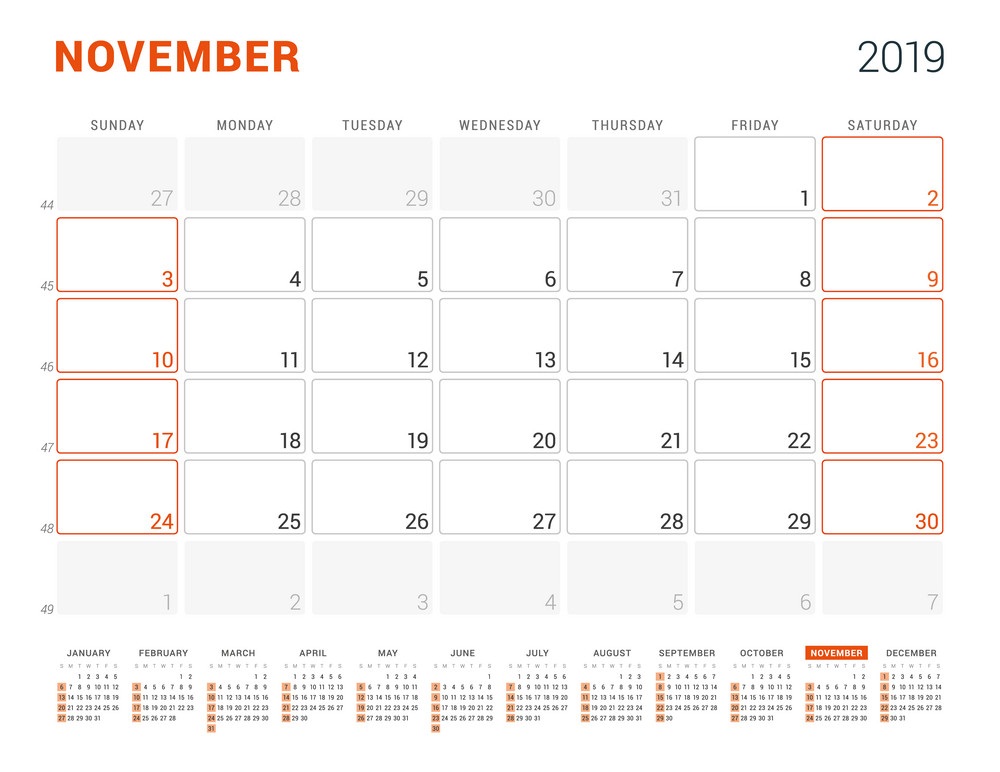 november 2019 calendar planner