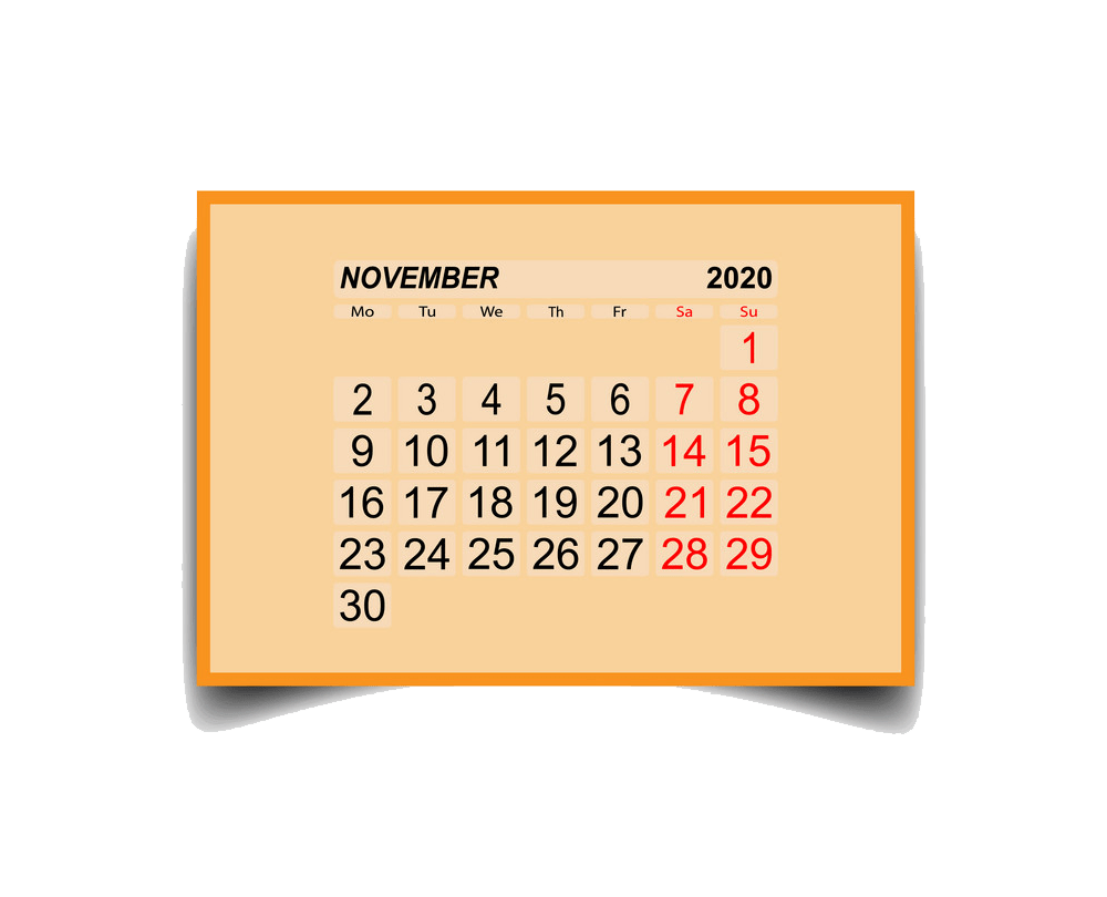 november 2020 calendar transparent