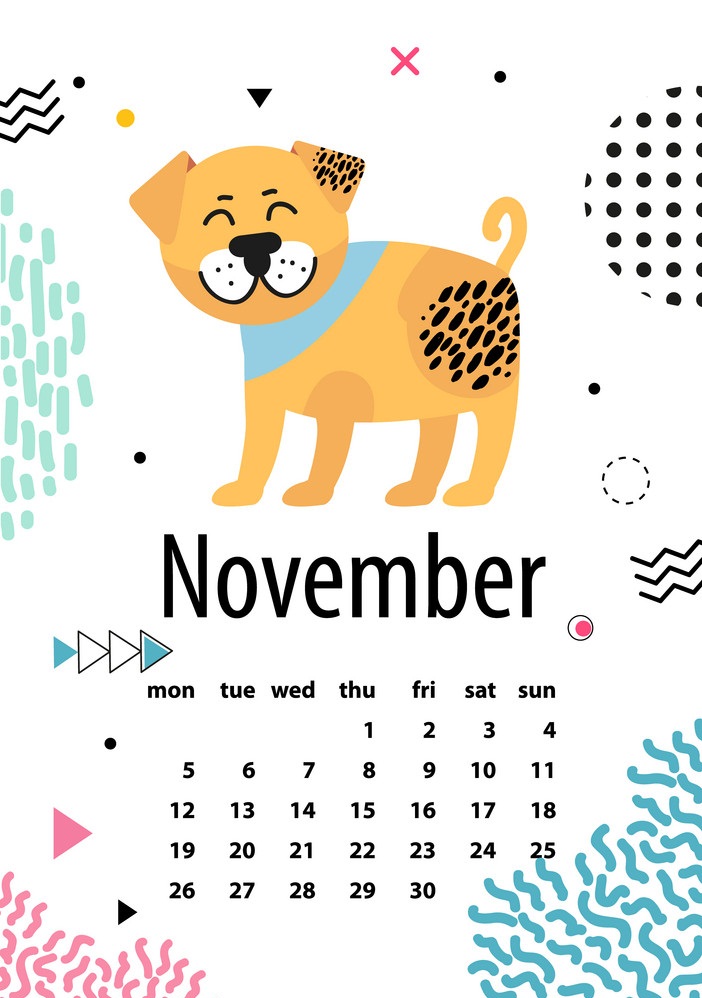 november page of calendar