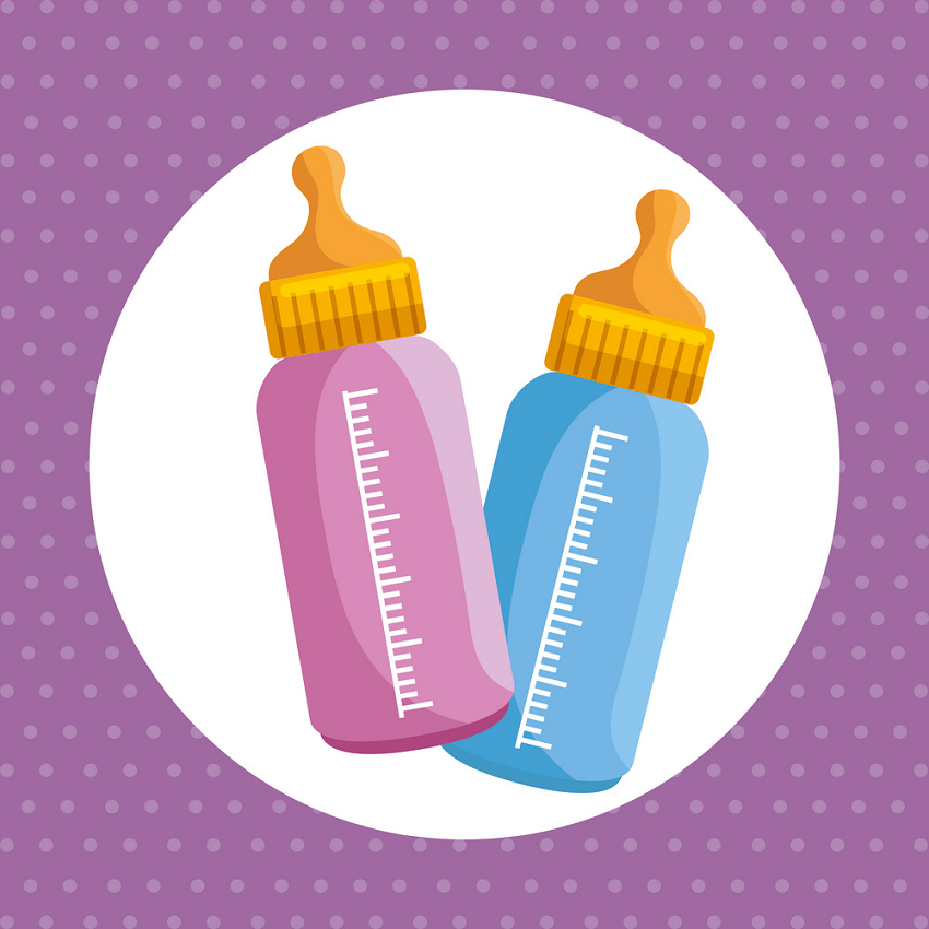 pink and blue baby bottles png