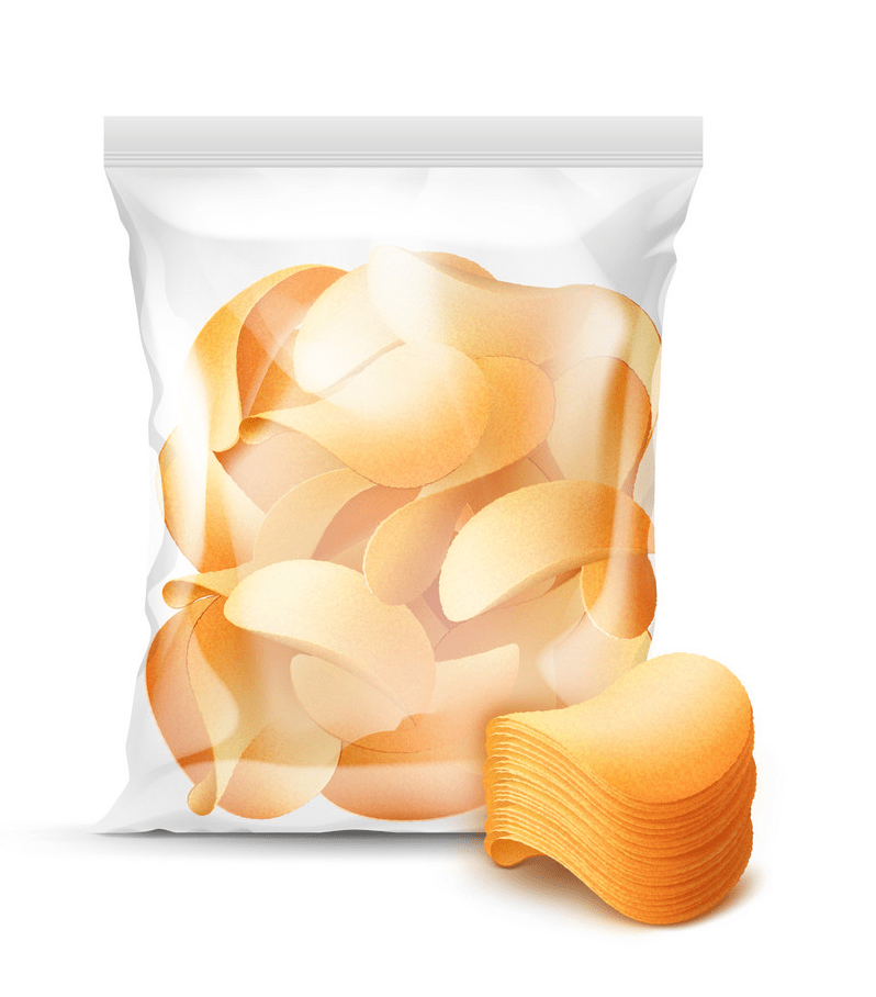 plastic bag with full of potato chips png