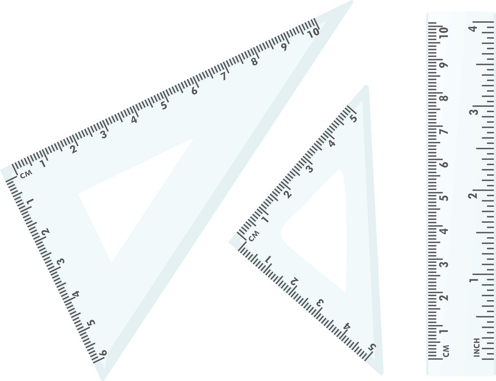 plastic school triangle and ruler