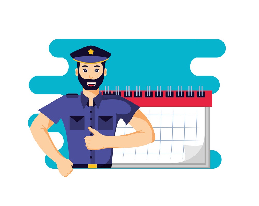 police officer with calendar reminder