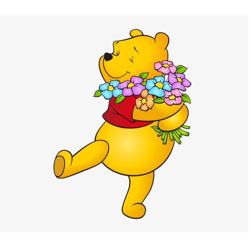 pooh and flowers