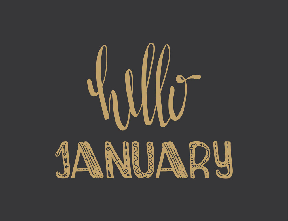 poster with lettering hello january png