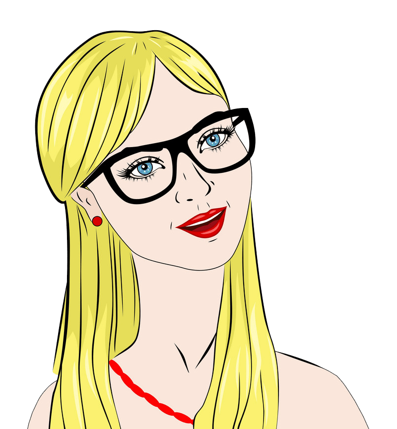 pretty blonde girl with glasses transparent