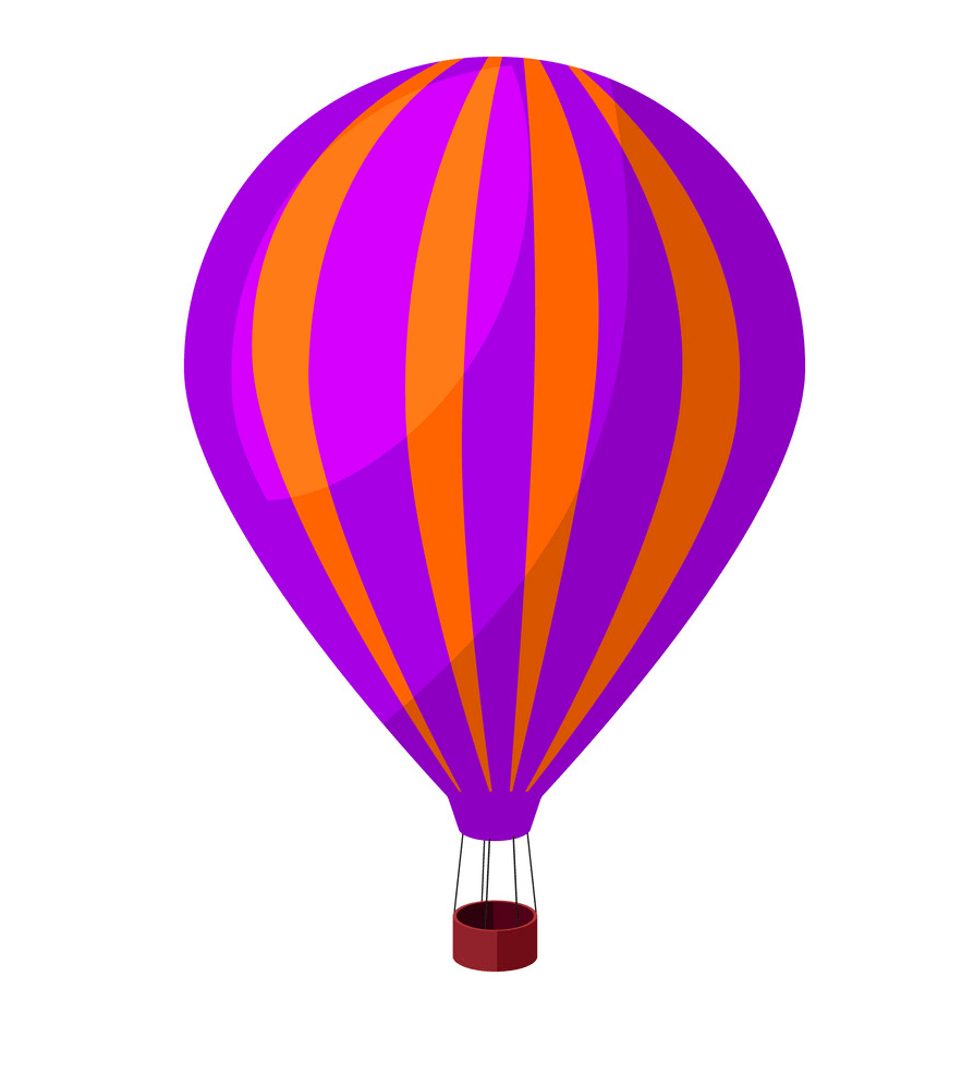 purple and orange hot air balloon png