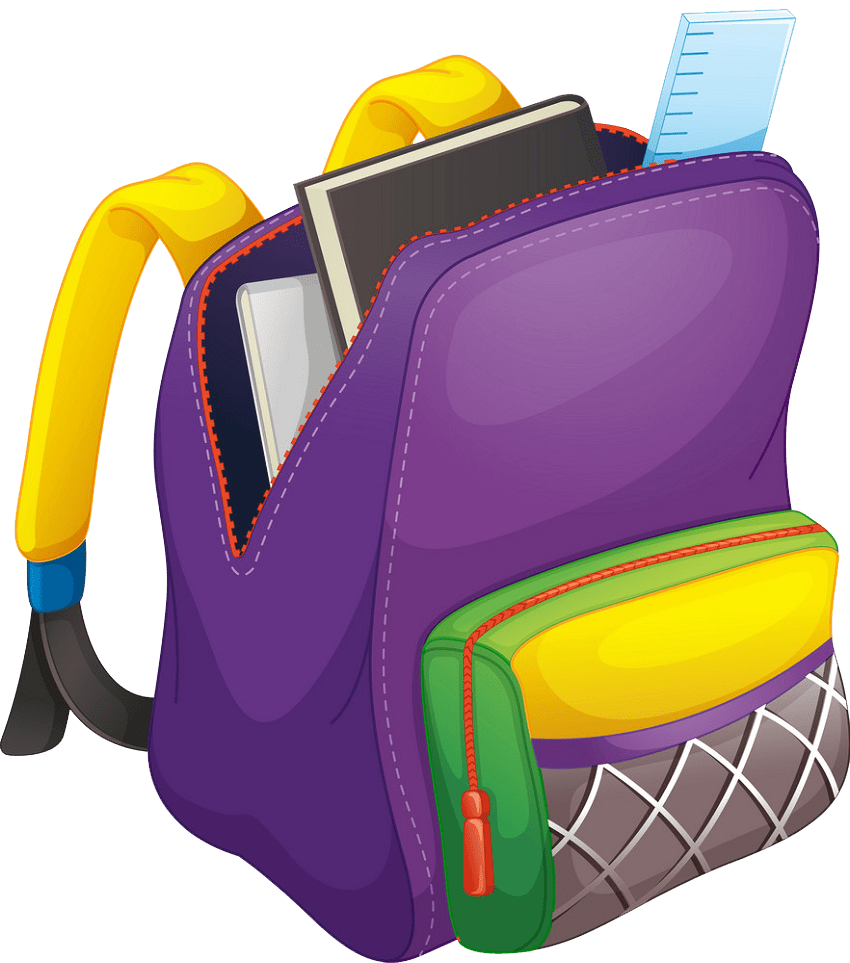 purple and yellow school bag png transparent