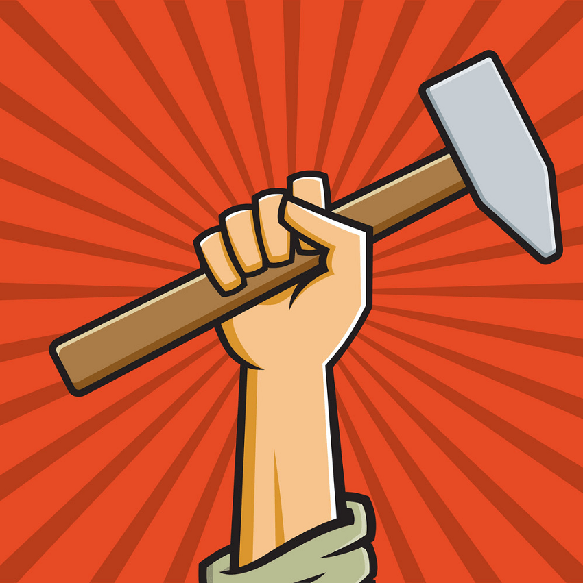 raised fist holding hammer png