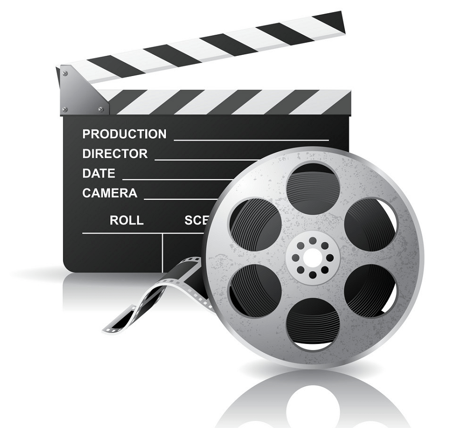 realistic clapper board and movie reel png