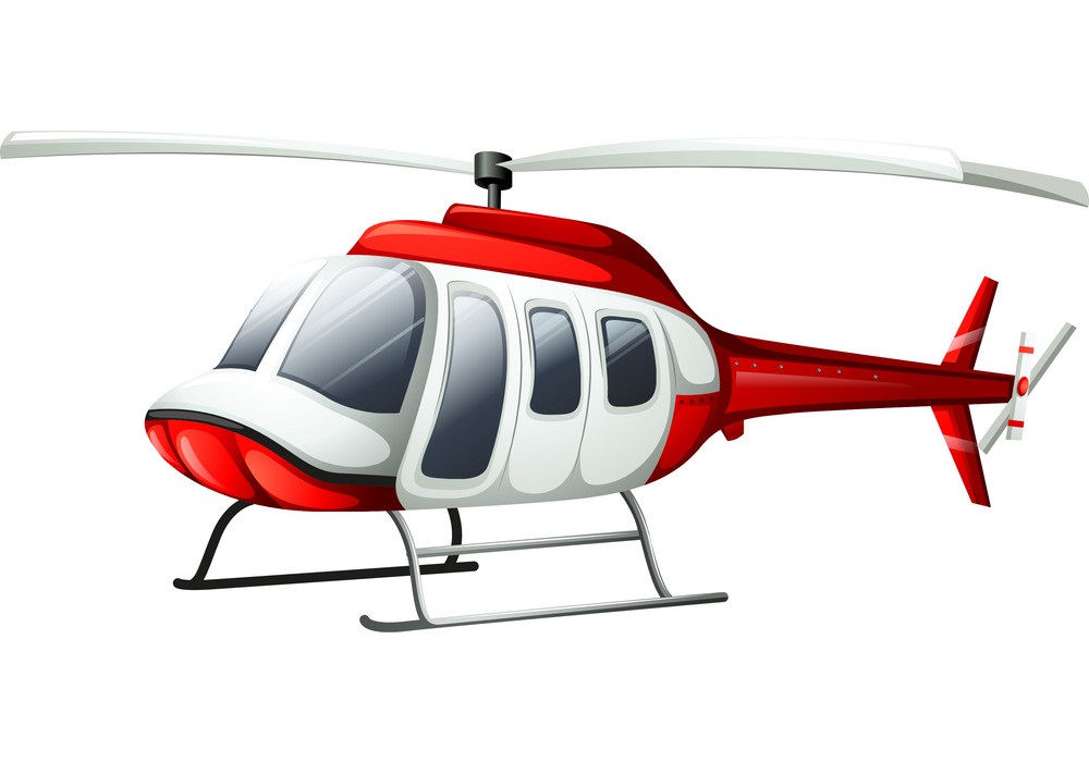 red and white helicopter