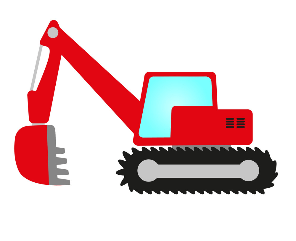 red excavator flat design png