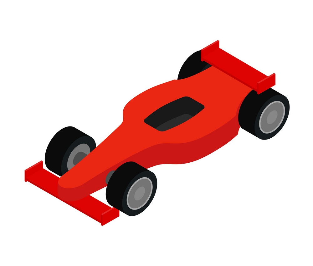 red racing car isometric 3d icon