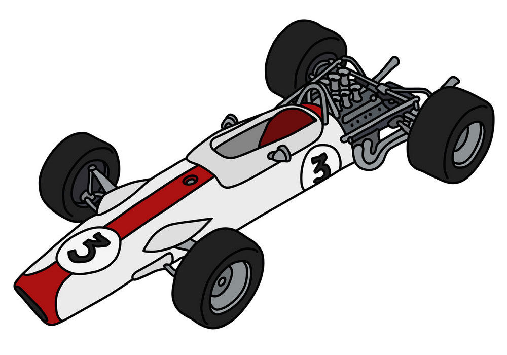 retro white formula one race car png
