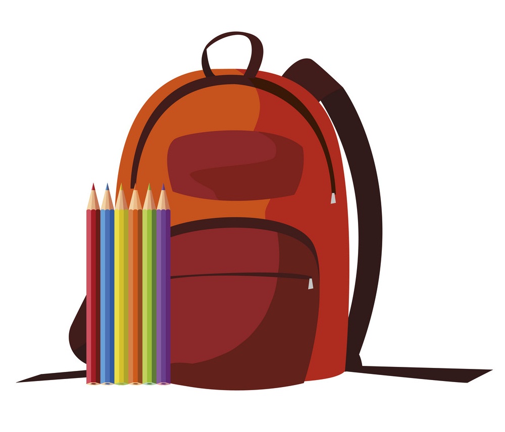 school bag with colors pencils
