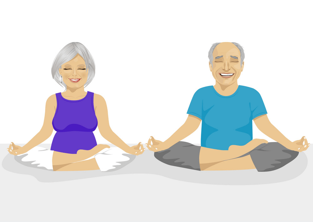 senior couple doing yoga png