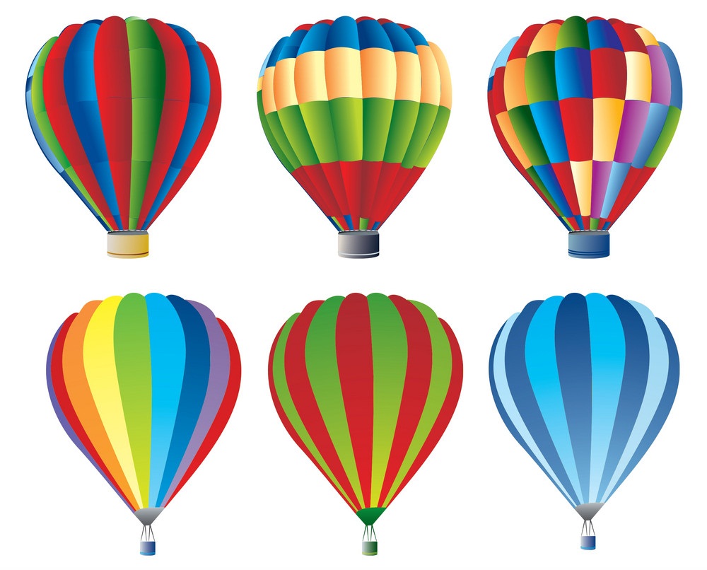 set of hot air balloons