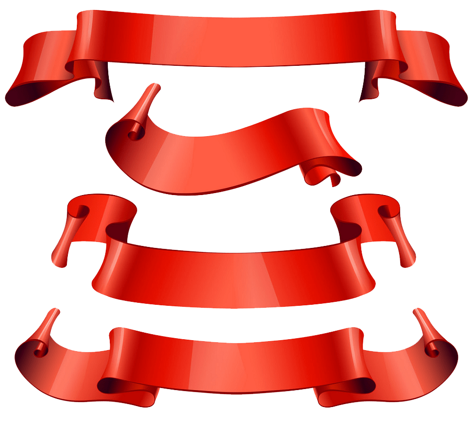 set of realistic ribbons png transparent