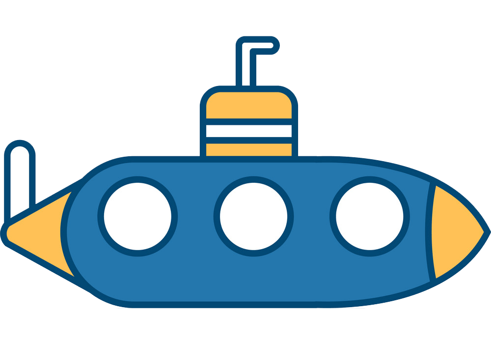 simple submarine drawing png transparent