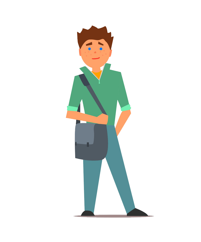 student in a green shirt png transparent