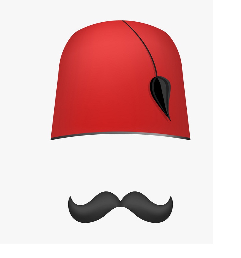 tarboosh cap and mustache