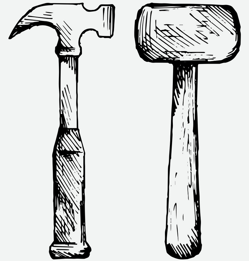 two hand drawn hammers png