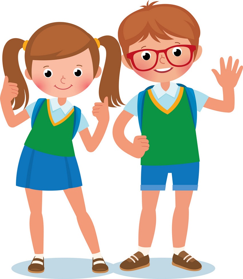 two students of elementary school child