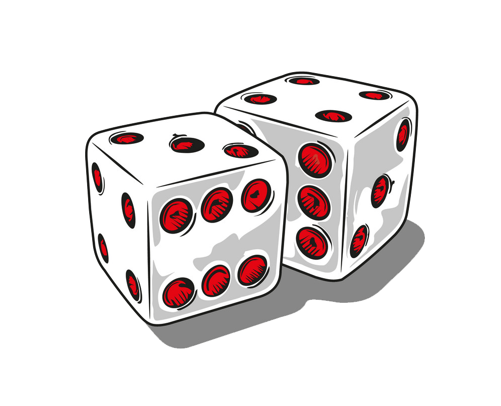 two white dice transparent