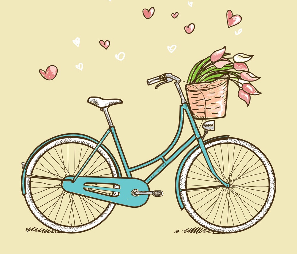 vintage bicycle with flowers