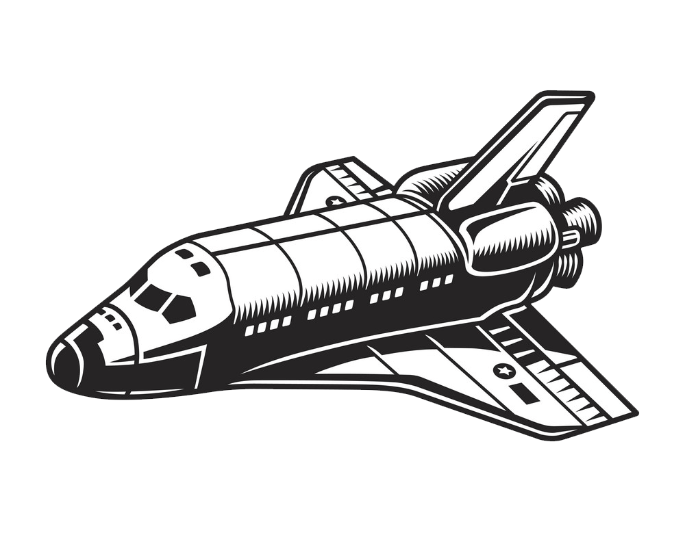 vintage black and white spacecraft png transparent