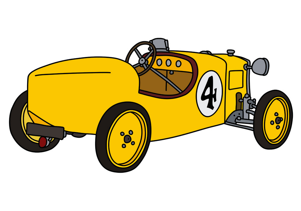 vintage yellow race car png